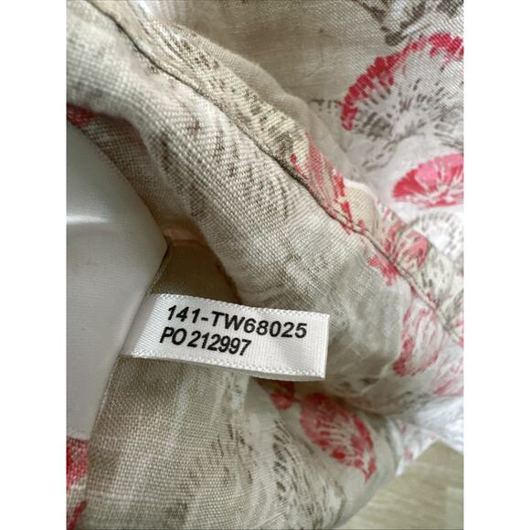 Tommy Bahama Linen Shift Dress XL Shell Print Sleeveless Tan Pink Palm Beach - Picture 5 of 7